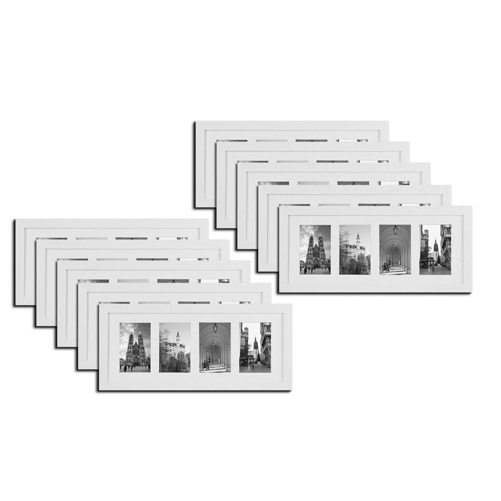 Clearance 8x20 Collage Picture Frames for Four 4x6 Picture Wood Frame (10 Pcs per Box) White