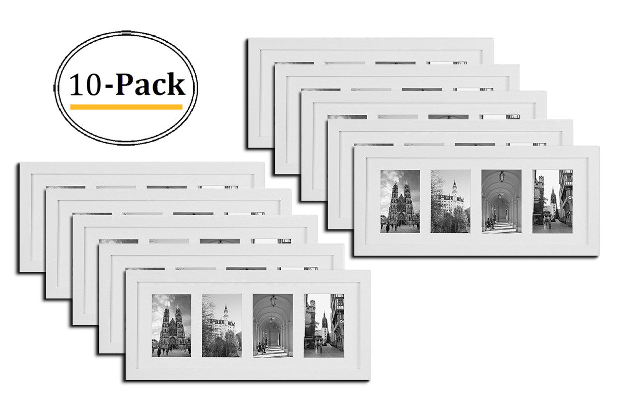 8x20 Collage Picture Frames for Four 4x6 Picture Wood Frame (10 Pcs per Box) White