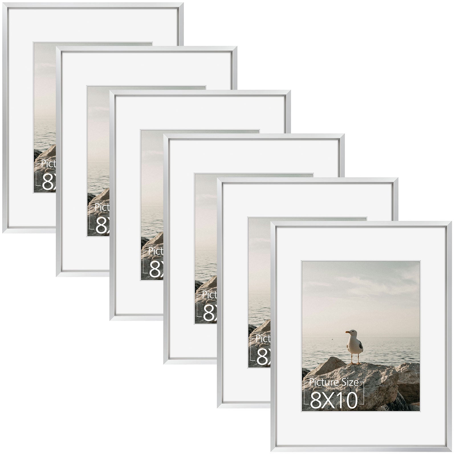 11x14 Aluminum Frame for 8x10 Picture Satin Finish (6 Pcs per Box) Silver