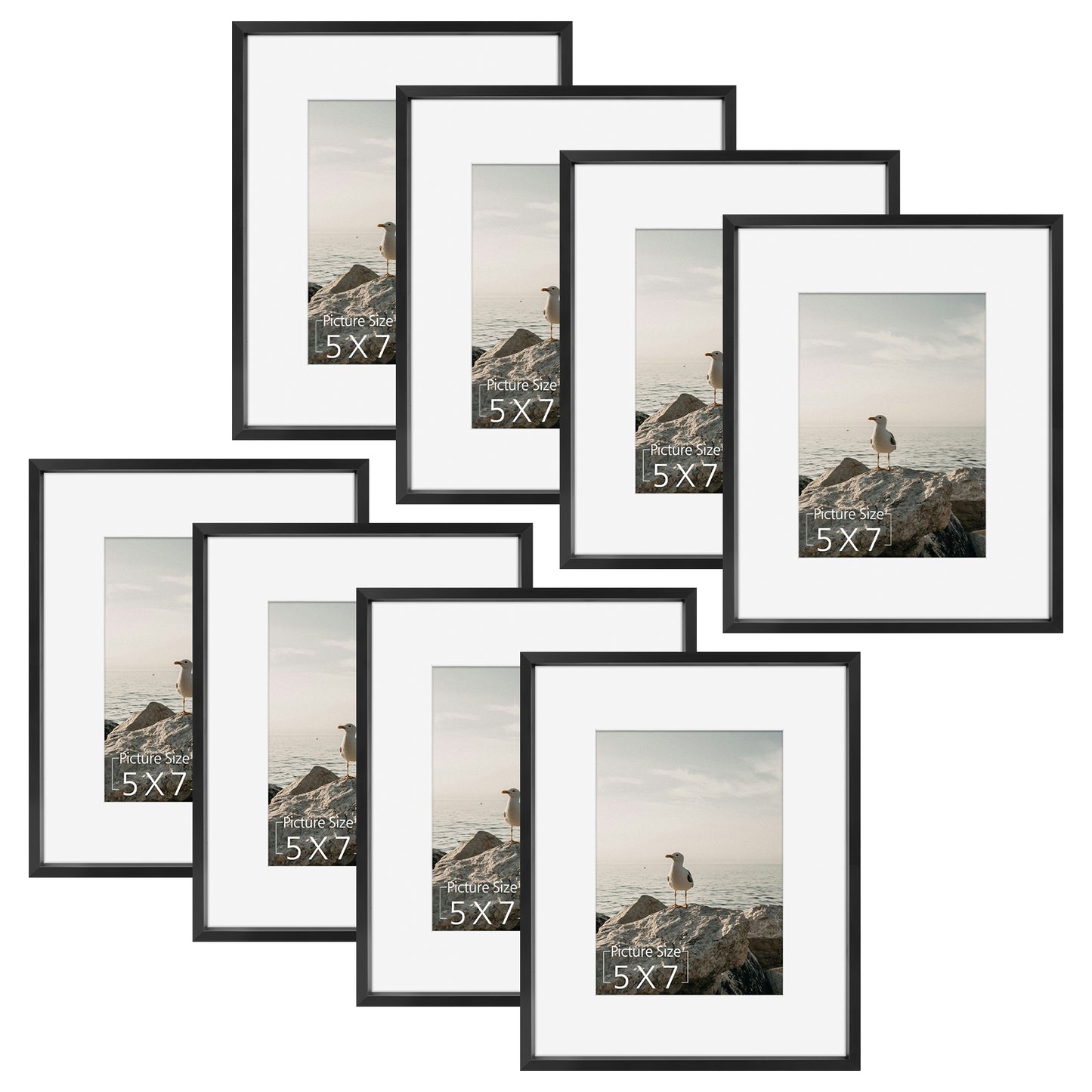 8x10 Aluminum Frame for 5x7 Picture (8 Pcs per Box) Black