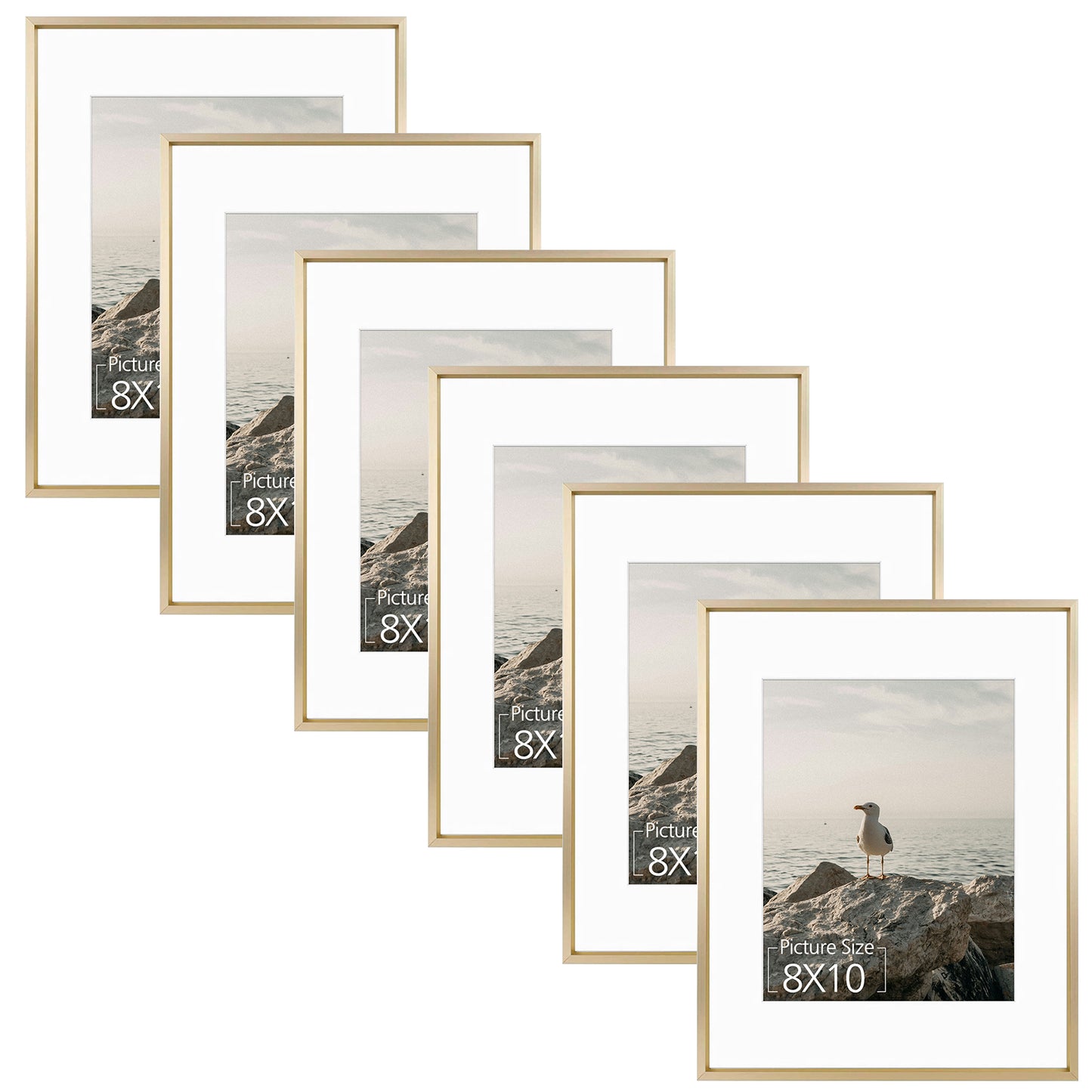 11x14 Aluminum Frame for 8x10 Picture Satin Finish (6 Pcs per Box) Gold