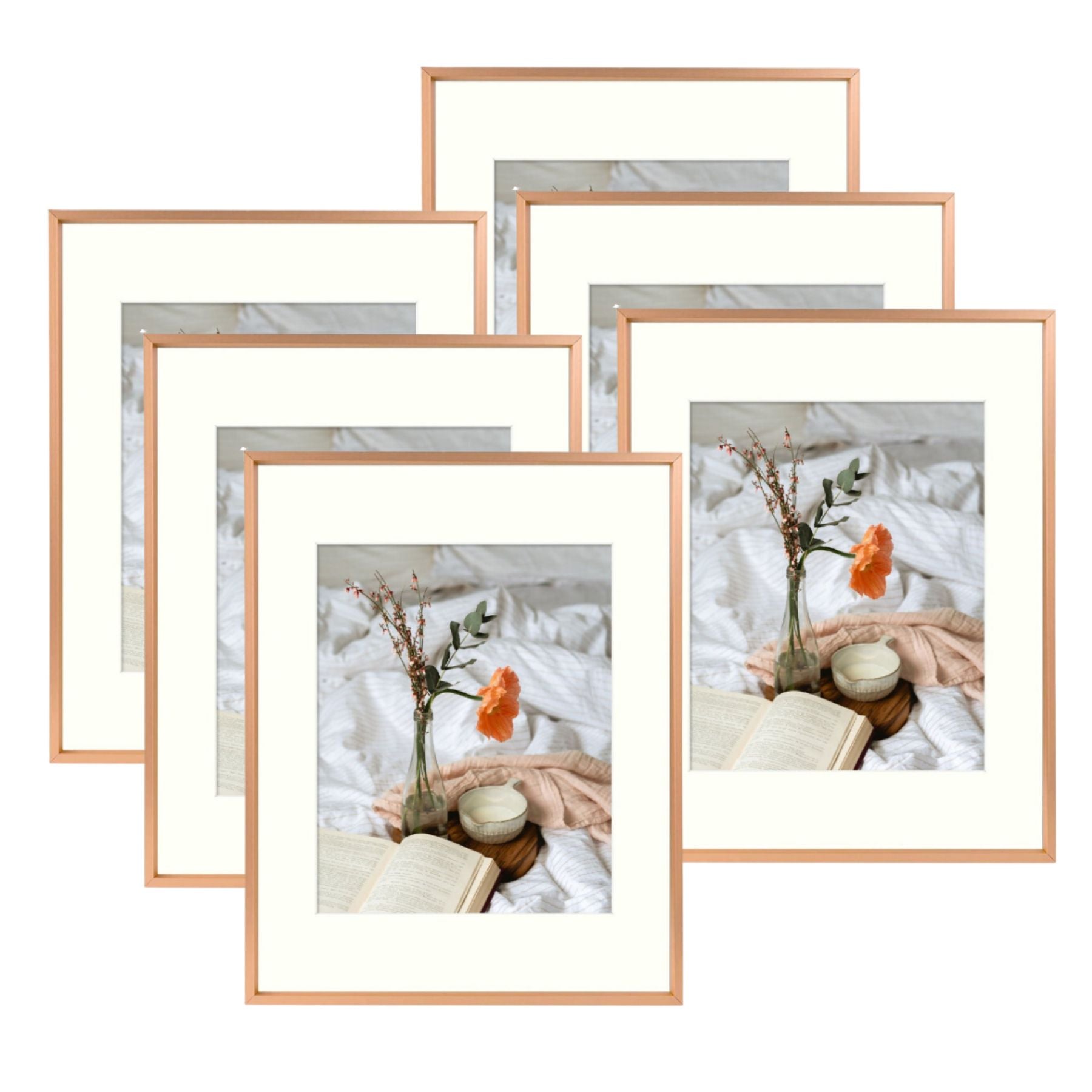 BOGO 11x14 Aluminum Frame for 8x10 Picture Rose Gold (6 Pcs Per Box)