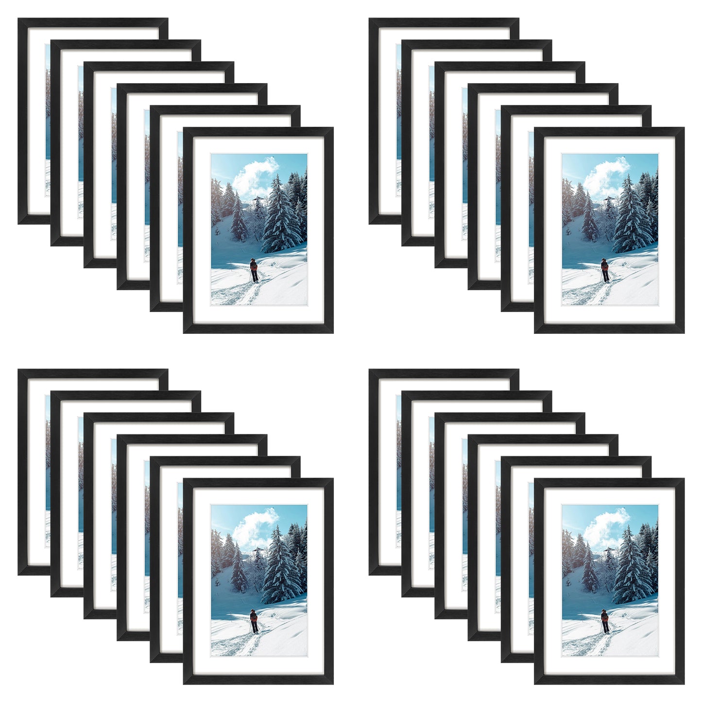 5x7 Metal Frame for 4x6 Photo with White Mat (24 Pcs Per Box) Black