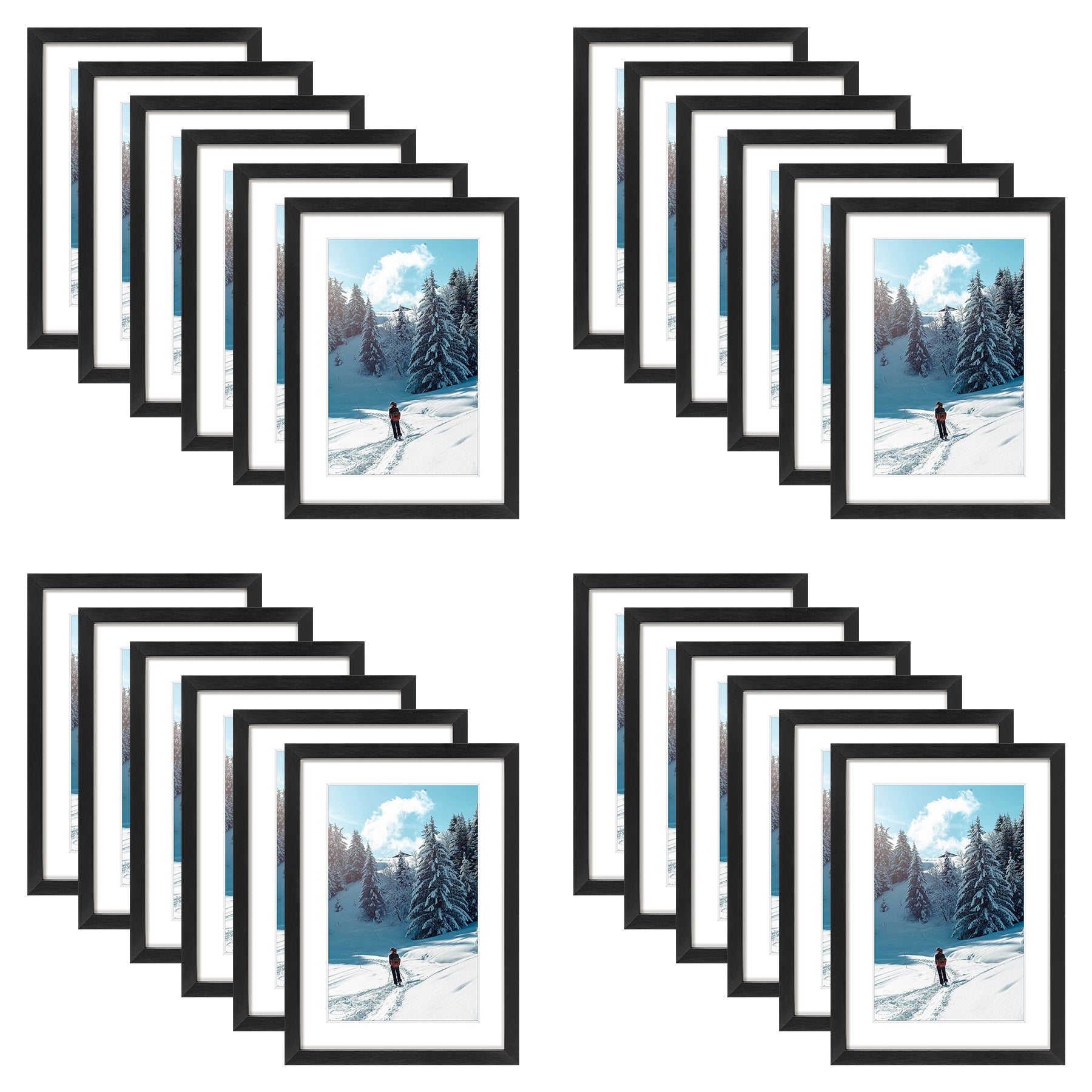 5x7 Metal Frame for 4x6 Photo with White Mat (24 Pcs Per Box) Black