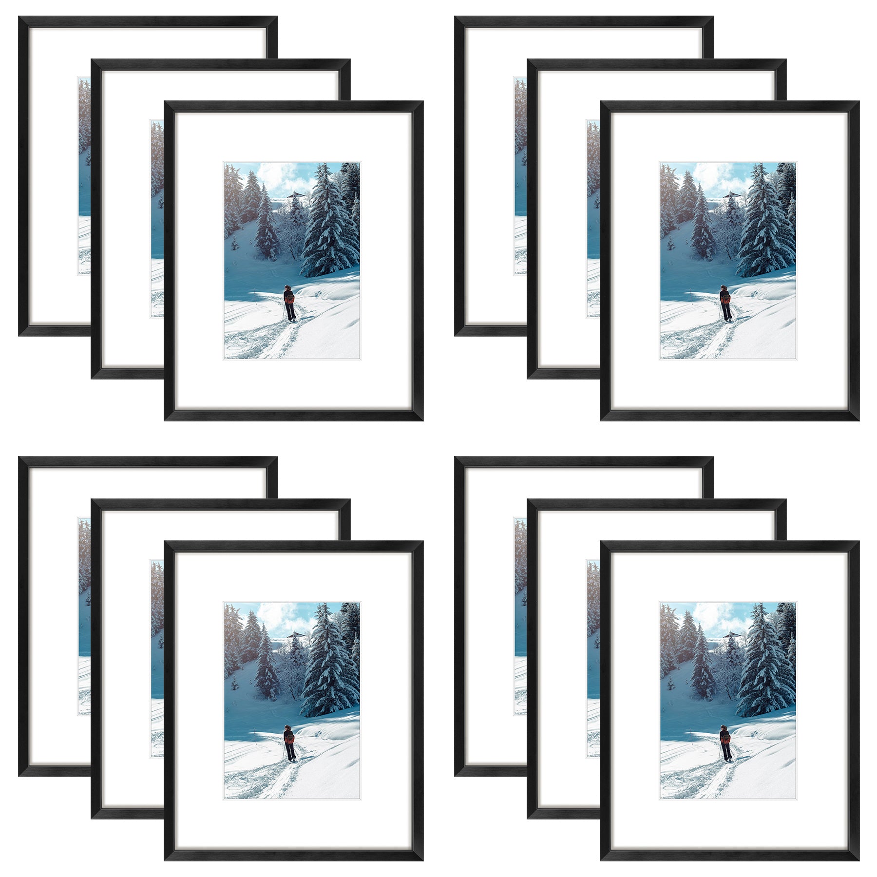 8x10 Metal Frame for 5x7 photo with White Mat (12 Pcs Per Box) Black
