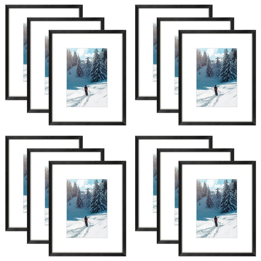 8x10 Metal Frame for 5x7 photo with White Mat (12 Pcs Per Box) Black