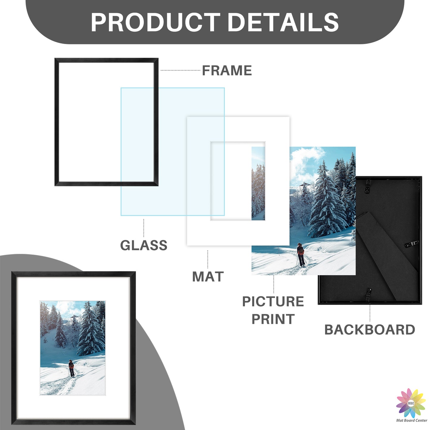 8x10 Metal Frame for 5x7 photo with White Mat (12 Pcs Per Box)