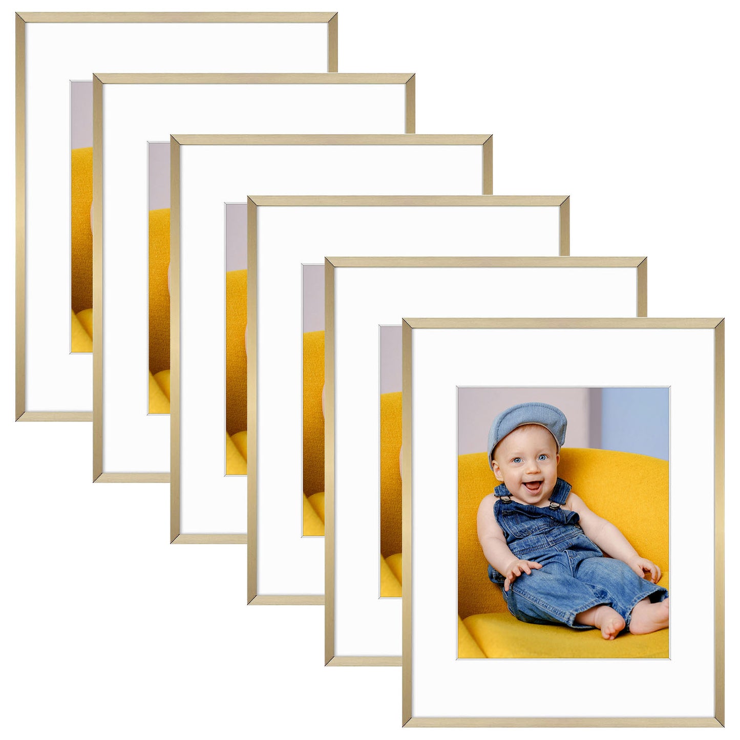 11x14 Aluminum Frame for 8x10 Picture Gold Shiny Brushed (6 Pcs per Box)