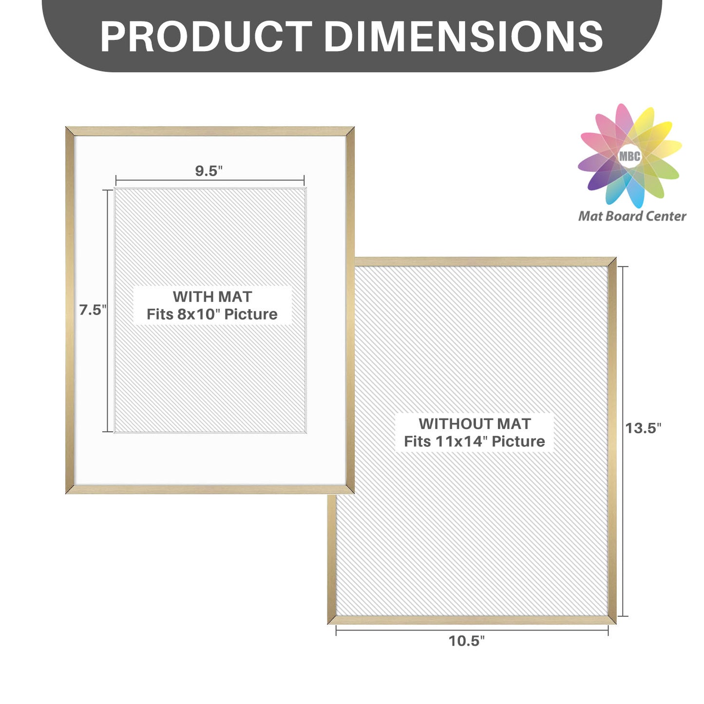 11x14 Aluminum Frame for 8x10 Picture Gold Shiny Brushed (6 Pcs per Box)