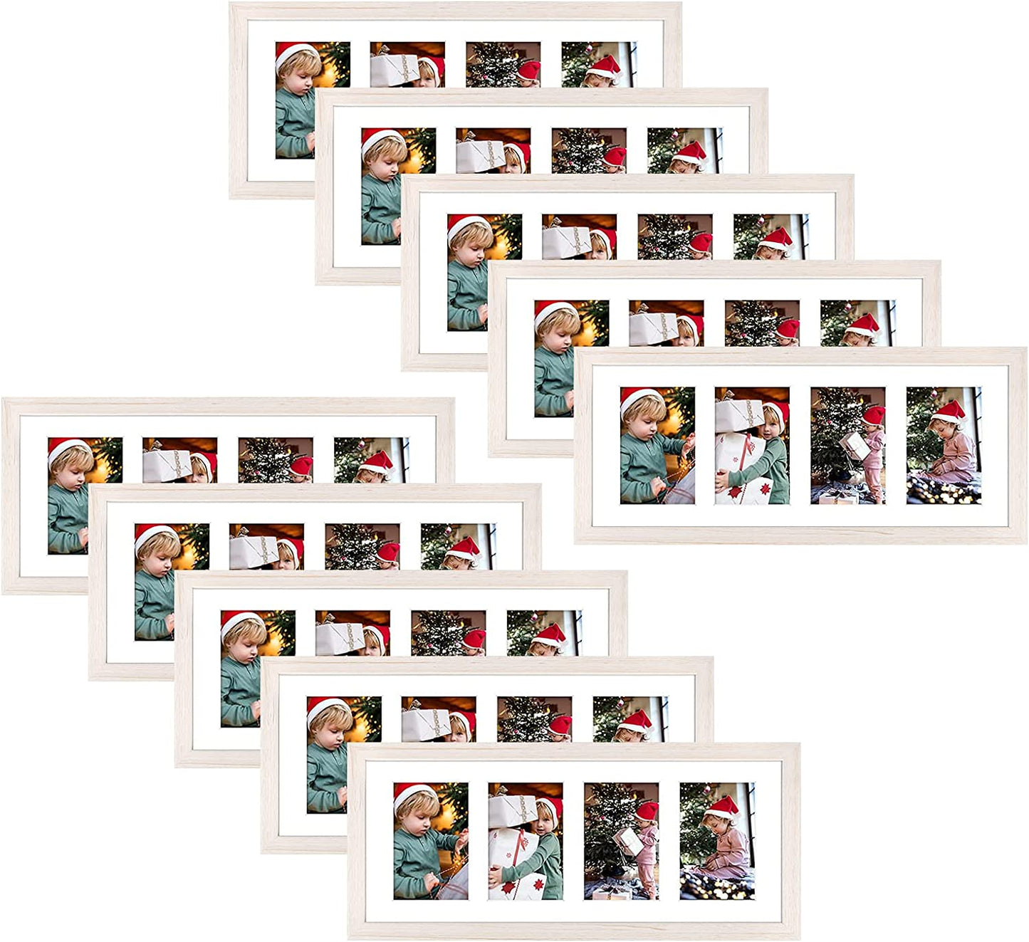 Clearance 8x20 Collage Picture Frames for Four 4x6 Picture Wood Frame (10 Pcs per Box) distressed white