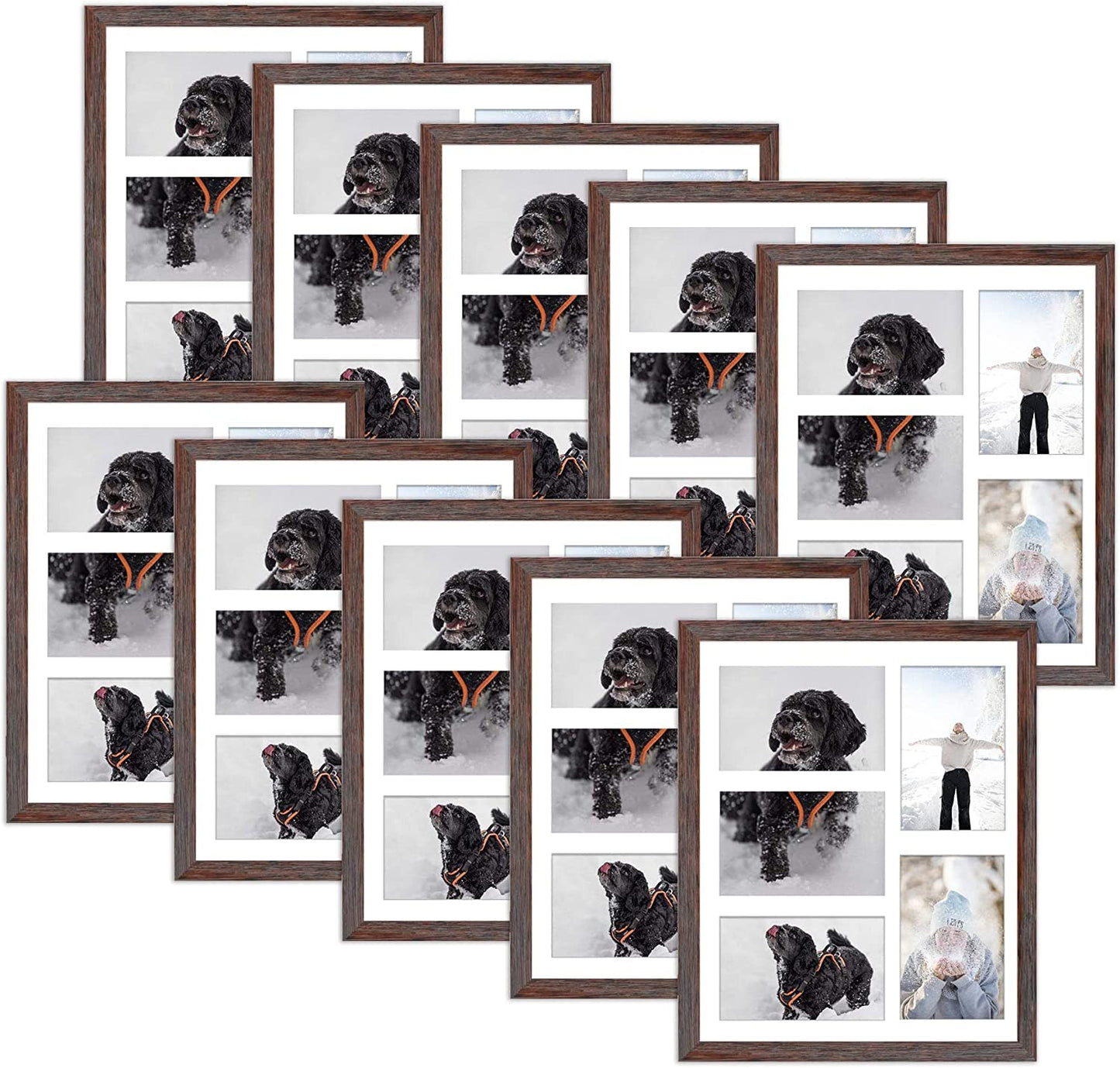 Clearance 11x14 Collage Picture Frames for Five 4x6 Pictures Wood Frame(10 Pcs per Box) Distressed Brown