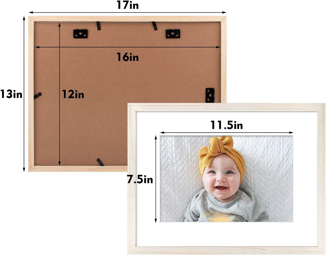 12X16 Wood Frames Fit for 8X12 Picture With White Mat, Distressed White (8 Pcs per Box)