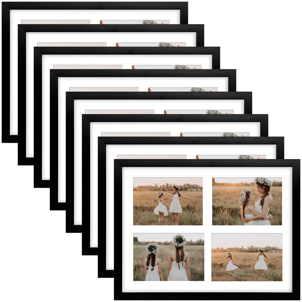 12x16 Black Collage Picture Frame Displays Four 5x7 Photos (8 Pcs Per Box)