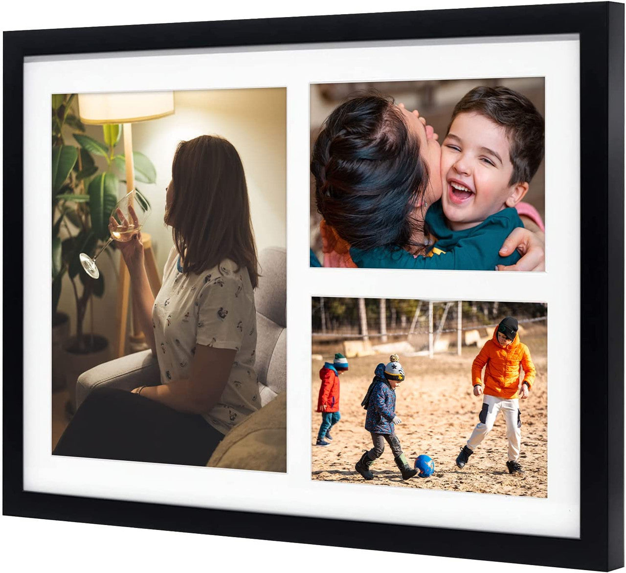 12X17 Wood Frames, Collage Picture Frames with Mat For One 8x10 and Two 5x7 Photos (8 Pcs per Box)