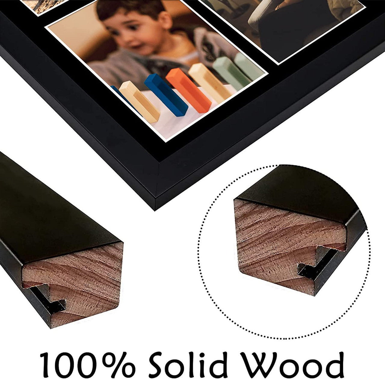 12X24 Collage Picture Frames, Wood Frames with Mat For One 8x10 and Four 5x7 Pictures (6 Pcs per Box)