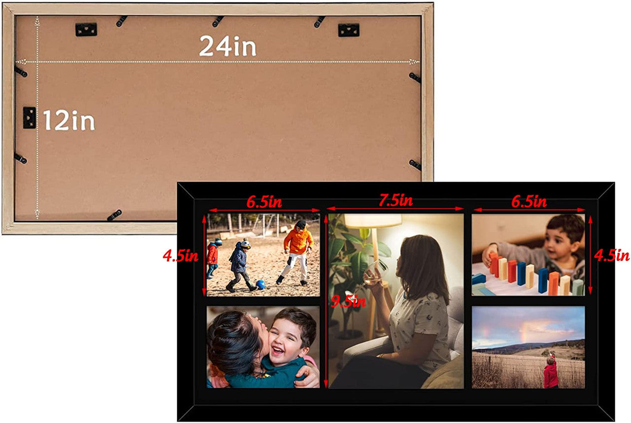 12X24 Collage Picture Frames, Wood Frames with Mat For One 8x10 and Four 5x7 Pictures (6 Pcs per Box)