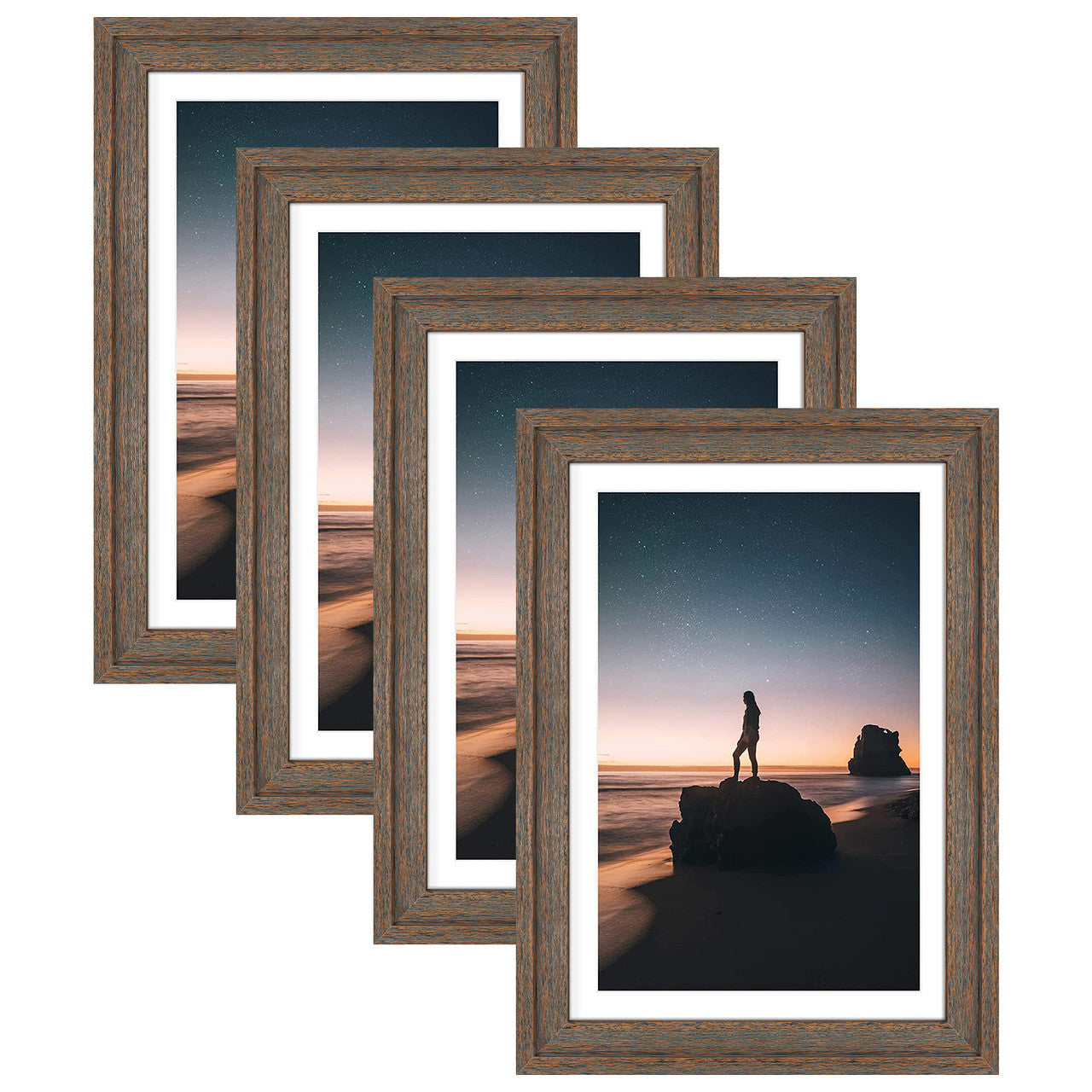 13X19 Wood Frames Display 11X17 Photo With White Mat (4 Pcs per Box) Brown