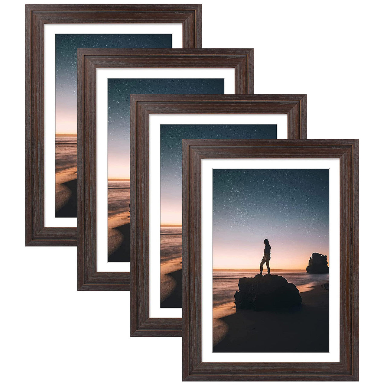 13X19 Wood Frames Display 11X17 Photo With White Mat (4 Pcs per Box) Dark Brown