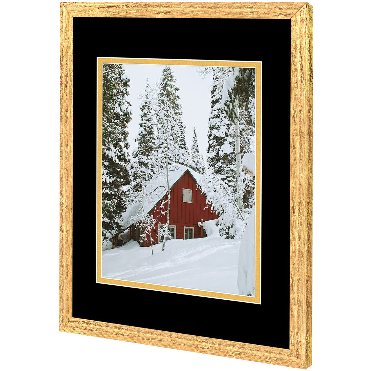 11X14 Wood Frames Display 8X10 Photo With Black Over Gold Double Mat and Real Glass, Distressed Gold (10 Pcs per Box)