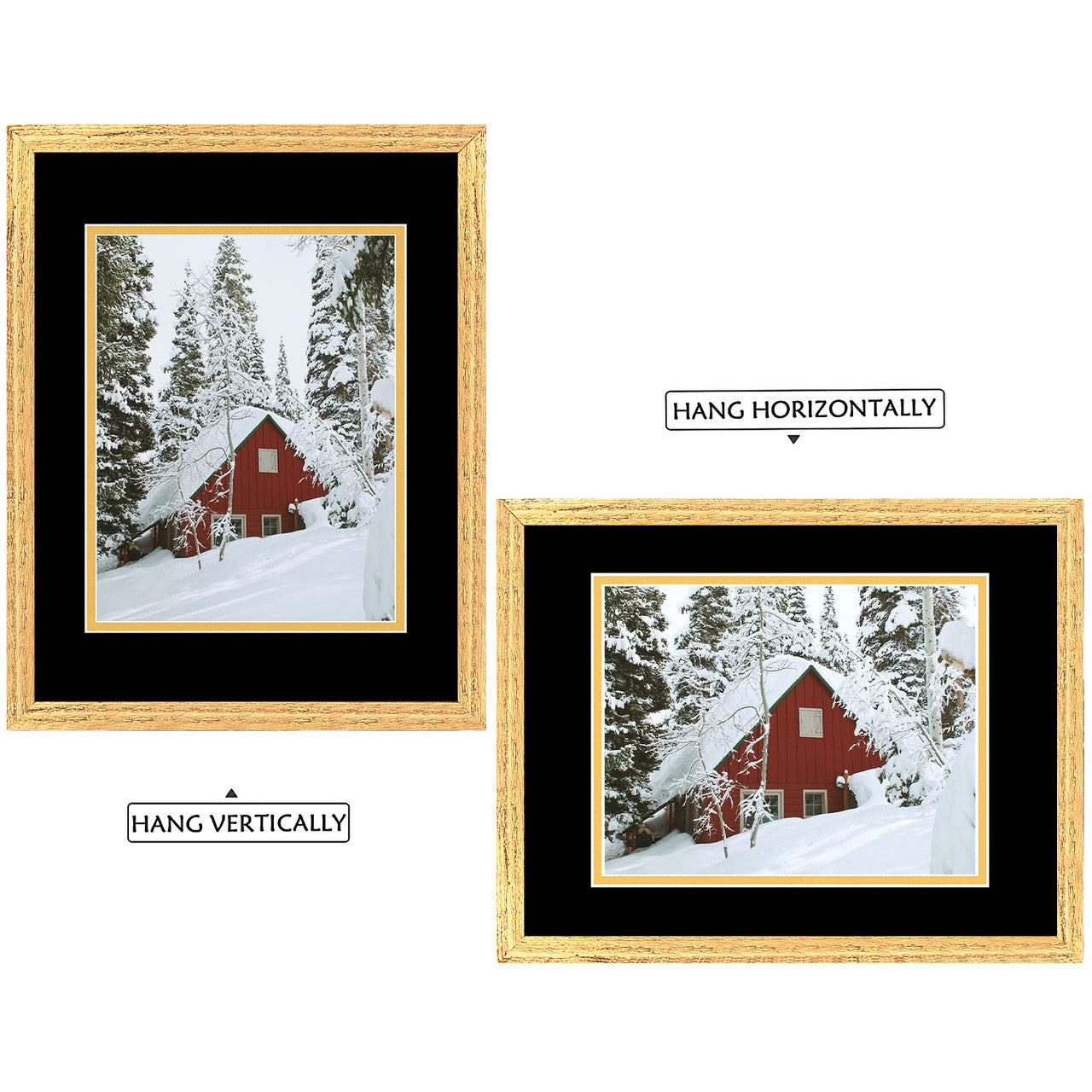 11X14 Wood Frames Display 8X10 Photo With Black Over Gold Double Mat and Real Glass, Distressed Gold (10 Pcs per Box)