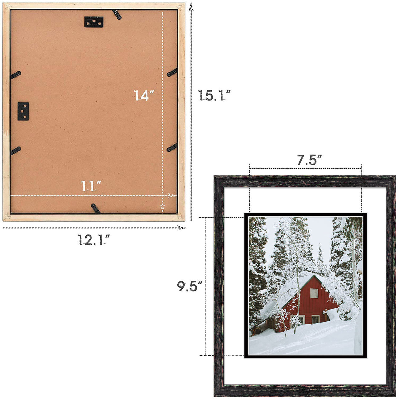 11X14 Wood Frames Display 8X10 Photo With Black Over Gold Double Mat and Real Glass, Distressed Gold (10 Pcs per Box)