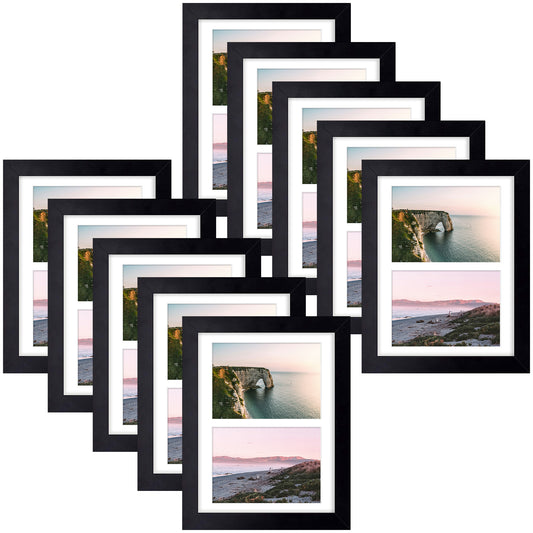 8.5x11 Black Wood Picture Frame for Two 5x7 Photos (10 Pcs Per Box)