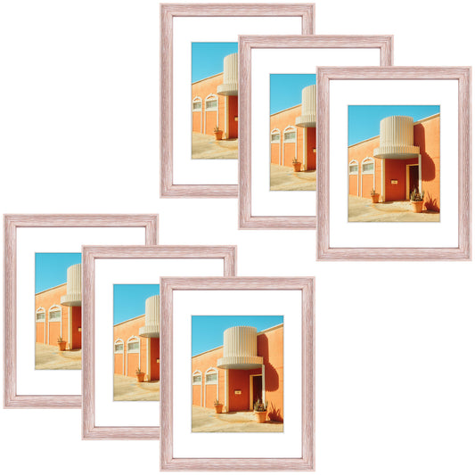 11x14 Picture Frame for 8x10 Photo with White Mat and Plexiglass (6 Pcs Per Box) Pink