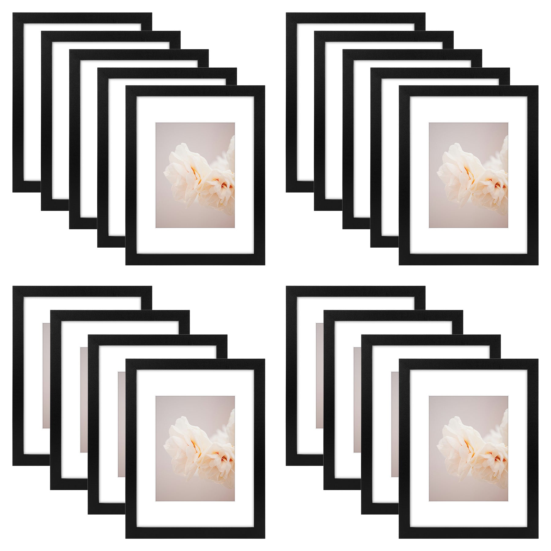 9x12 Picture Frame for 6x8 photo With White Mat Black Color (18 Pcs Per Box)