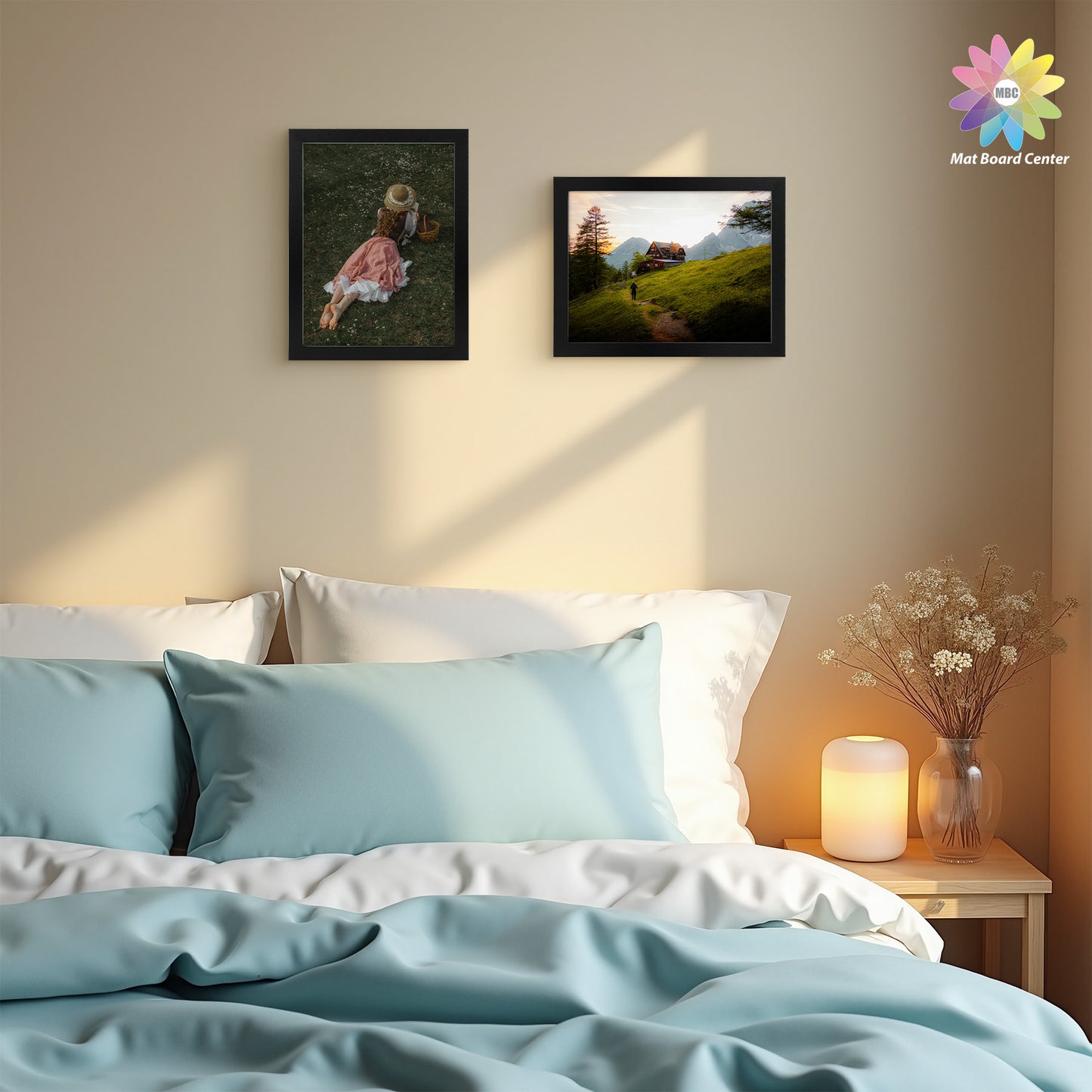 9x12 Picture Frame for 6x8 photo With White Mat Black Color (18 Pcs Per Box)