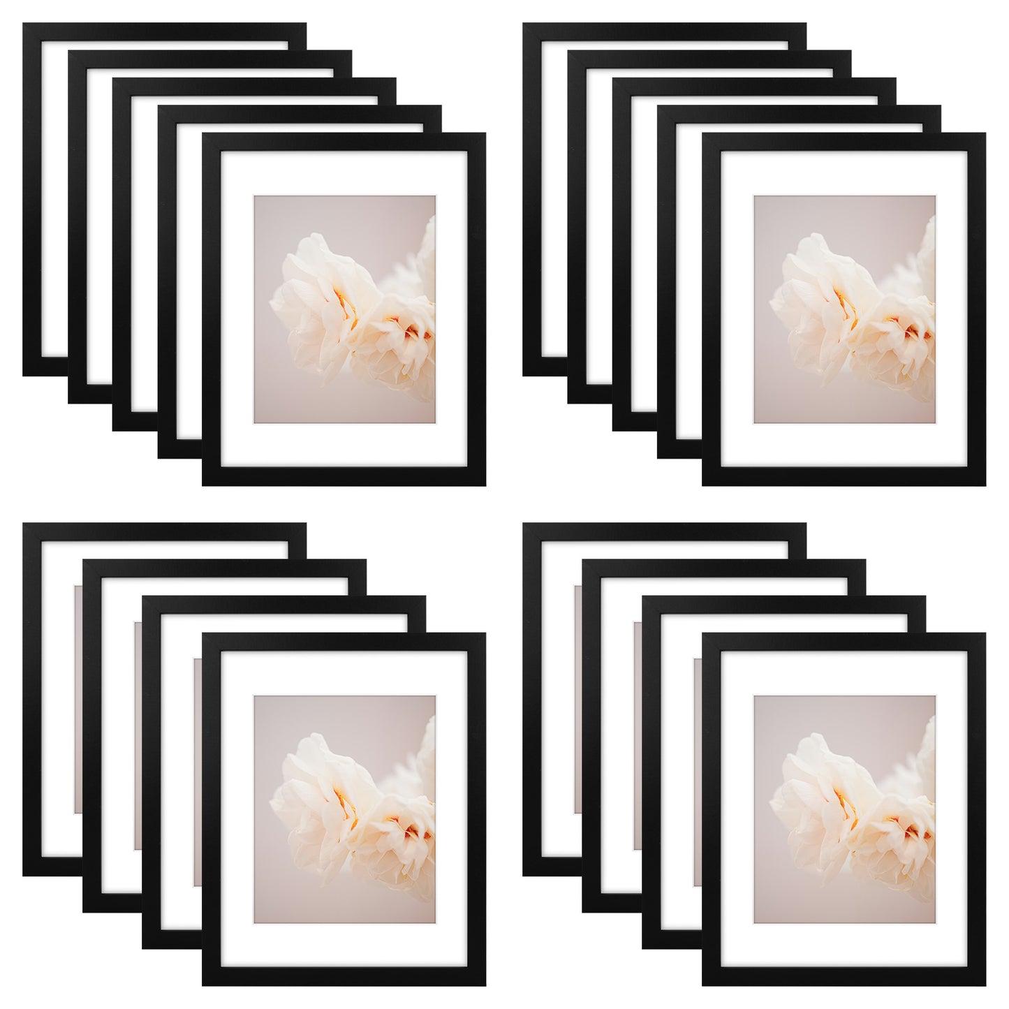 11x14 Picture Frame for 8x10 photo With White Mat Black Color (18 Pcs Per Box)