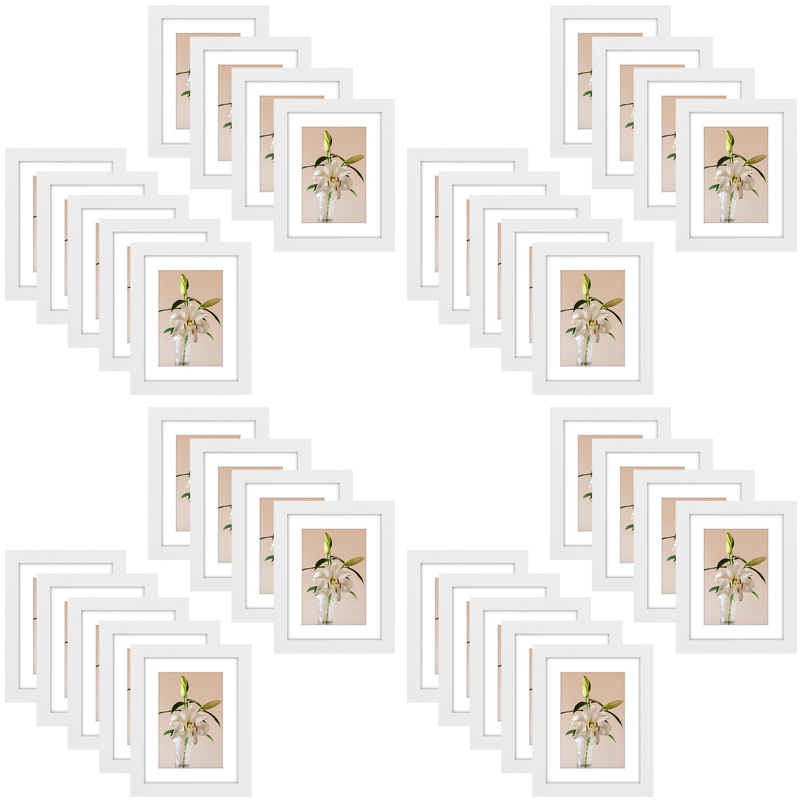 Clearance 6x8 Picture Frame for 4x6 Photo with White Mat and Plexiglass (36 Pcs Per Box) White