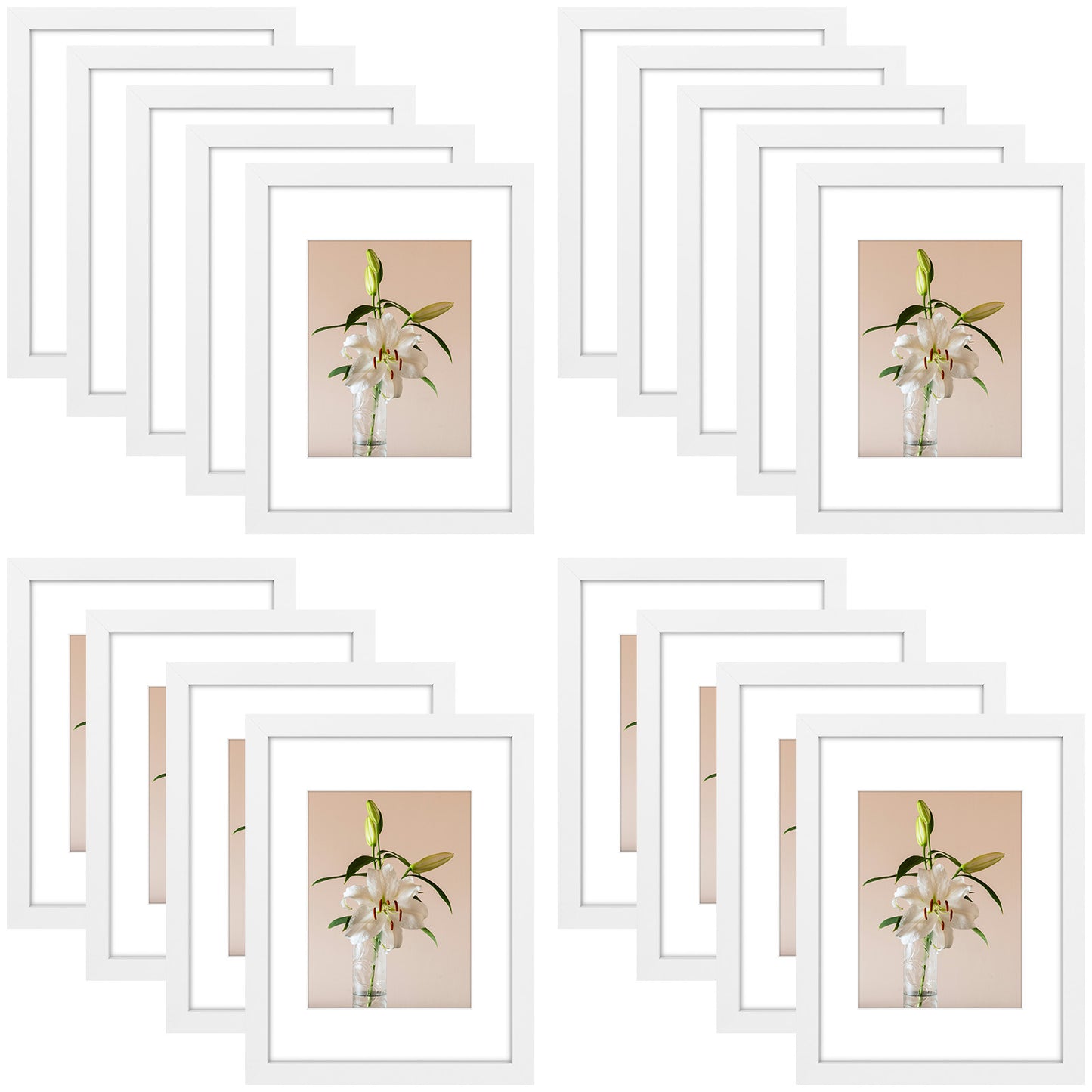 Clearance 9x12 Picture Frames for 6x8 Photo with White Mat and Plexiglass (18 Pcs Per Box) White