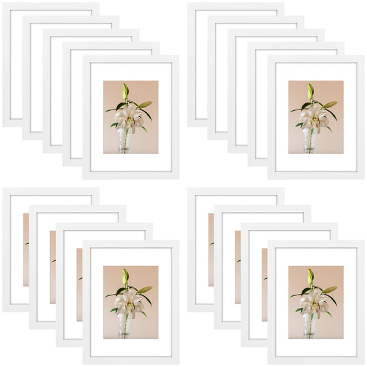Clearance 9x12 Picture Frames for 6x8 Photo with White Mat and Plexiglass (18 Pcs Per Box) White