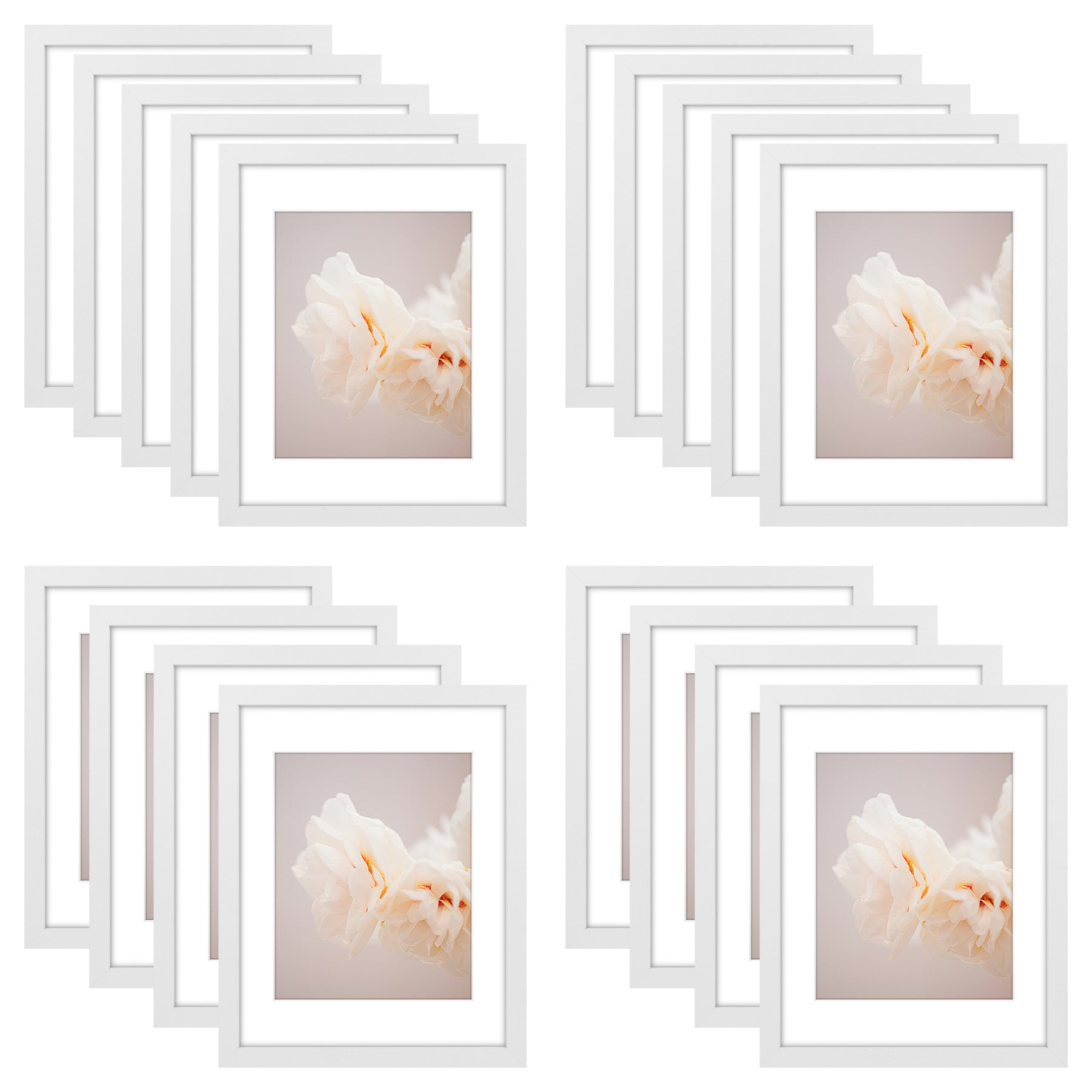 Clearance 11x14 Picture Frame for 8x10 photo With White Mat (18 Pcs Per Box) White