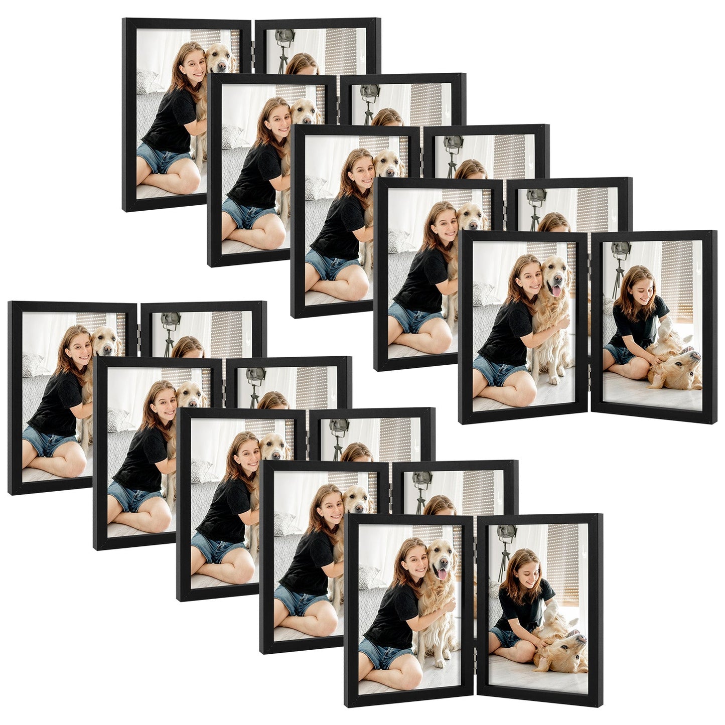 4x6 Double Picture Frame (10 Pcs Per Box) Black