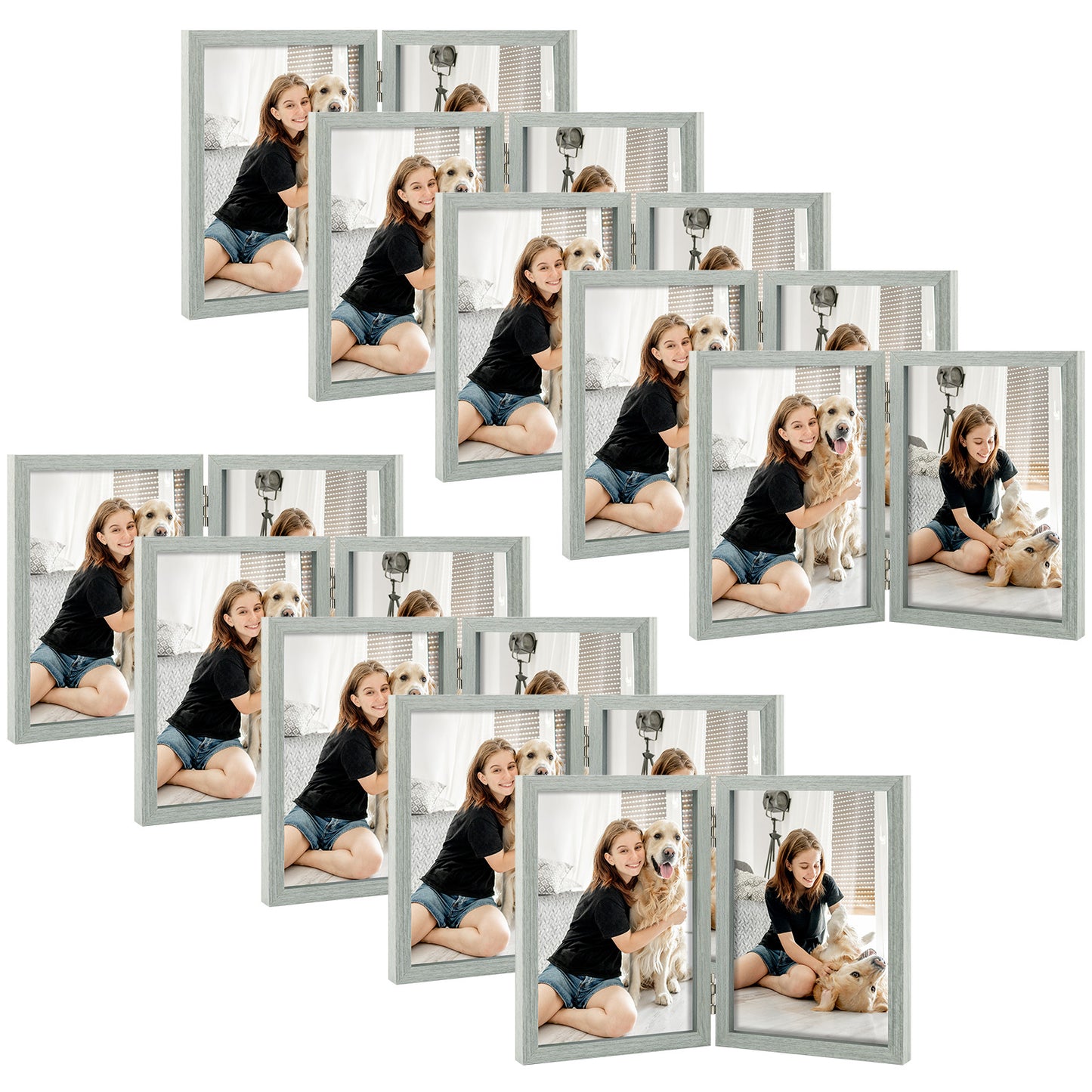 Clearance 4x6 Grey Double Picture Frame (10 Pcs Per Box)