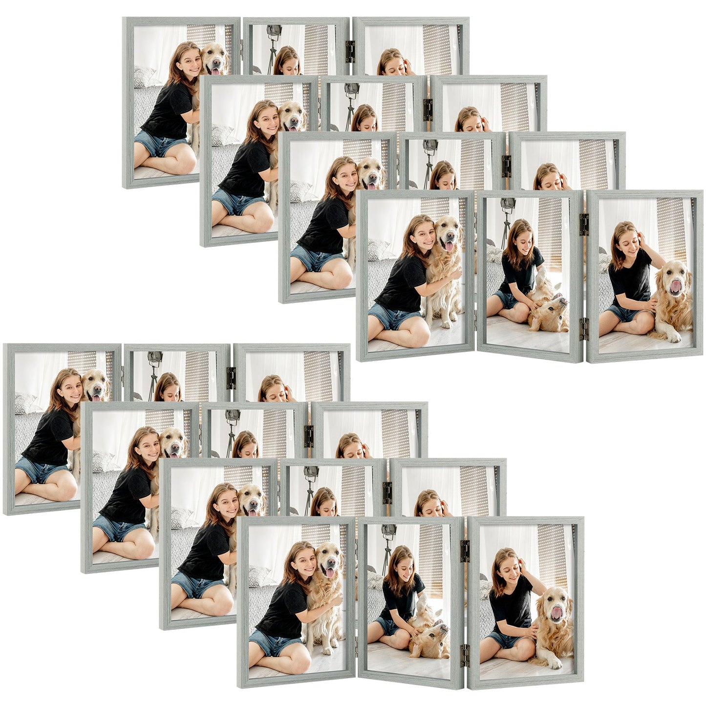 5x7 Three Picture Frame (8 Pcs Per Box) Grey