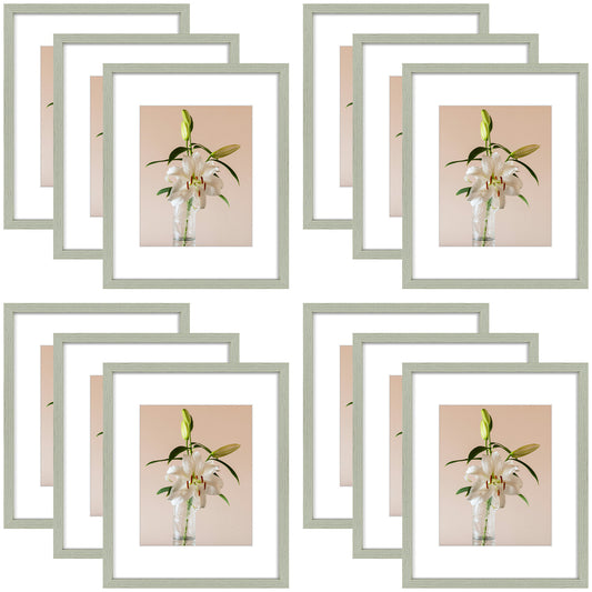 Clearance 16x20 Picture Frames for 11x14 Photo with White Mat and Plexiglass (12 Pcs Per Box) Light Grey