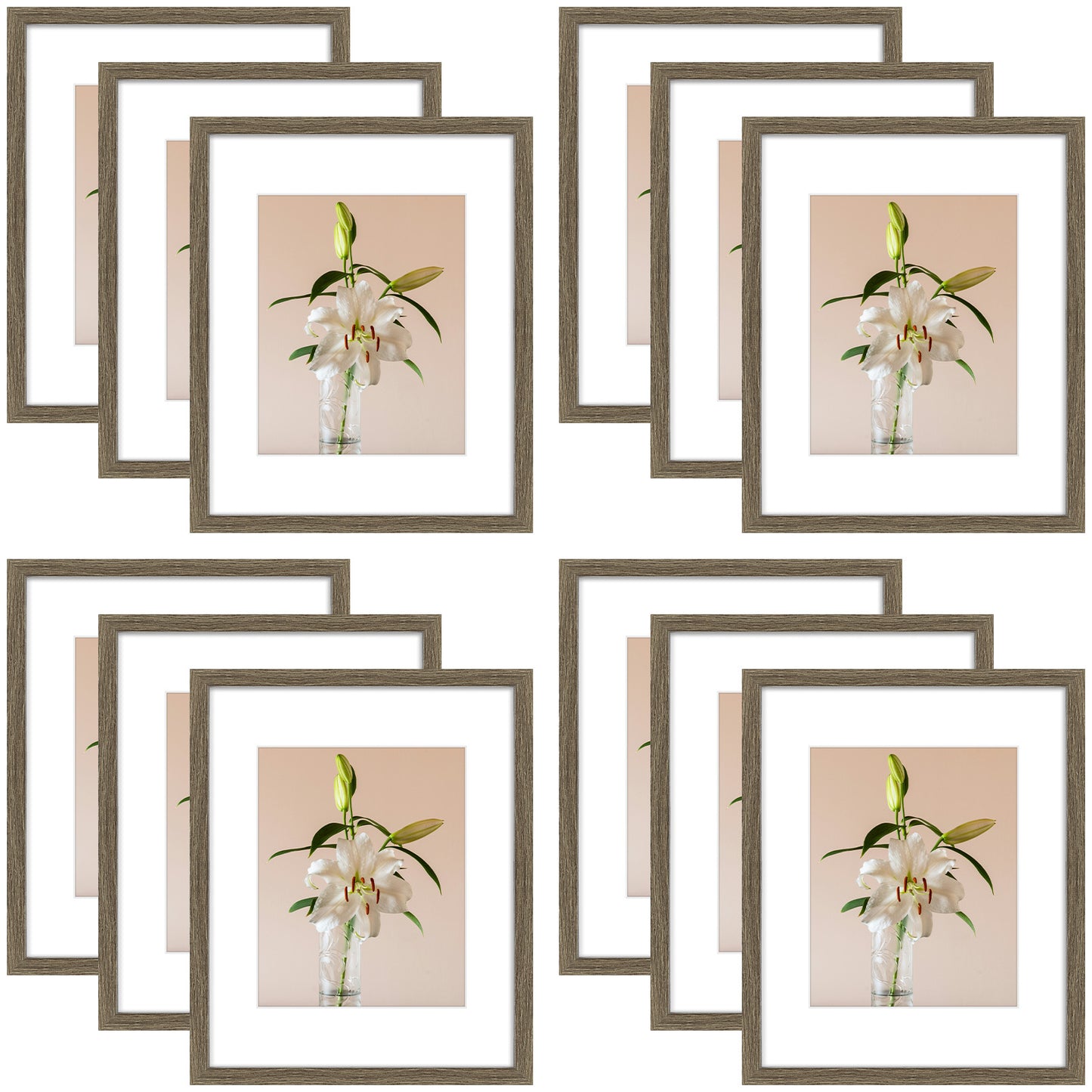 Clearance 16x20 Picture Frames for 11x14 Photo with White Mat and Plexiglass (12 Pcs Per Box) Mahogany