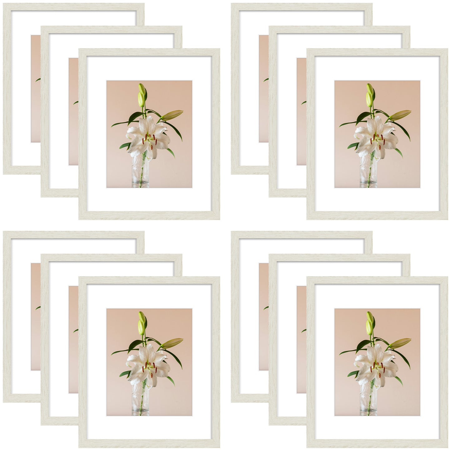 Clearance 16x20 Picture Frames for 11x14 Photo with White Mat and Plexiglass (12 Pcs Per Box) Grey
