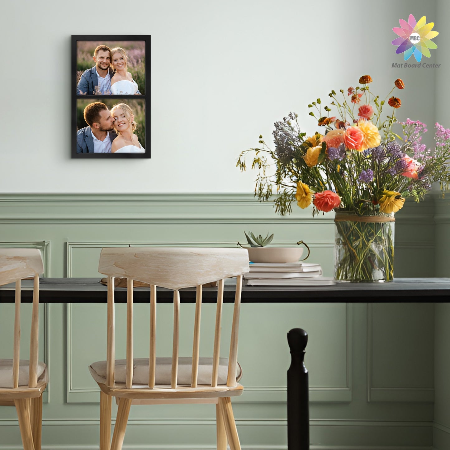 10x16 Collage Picture Frame Display Two 8x10 Photos Black (8 Pcs Per Box)