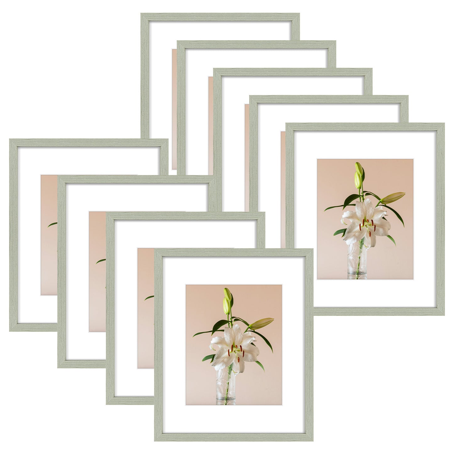 Clearance 16x20 Picture Frames for 11x14 Photo with White Mat and Plexiglass (9 Pcs Per Box) Light Grey