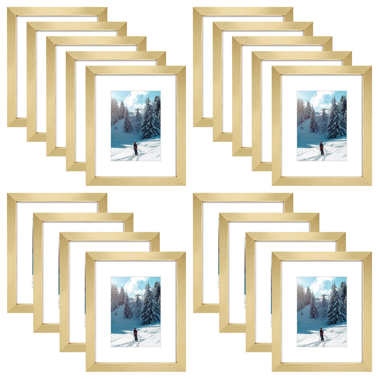 8x10 Picture Frame with White Mat for 5x7 Photo Gold(18 Pcs Per Box)