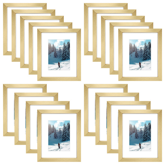 8x10 Picture Frame with White Mat for 5x7 Photo Gold (18 Pcs Per Box)