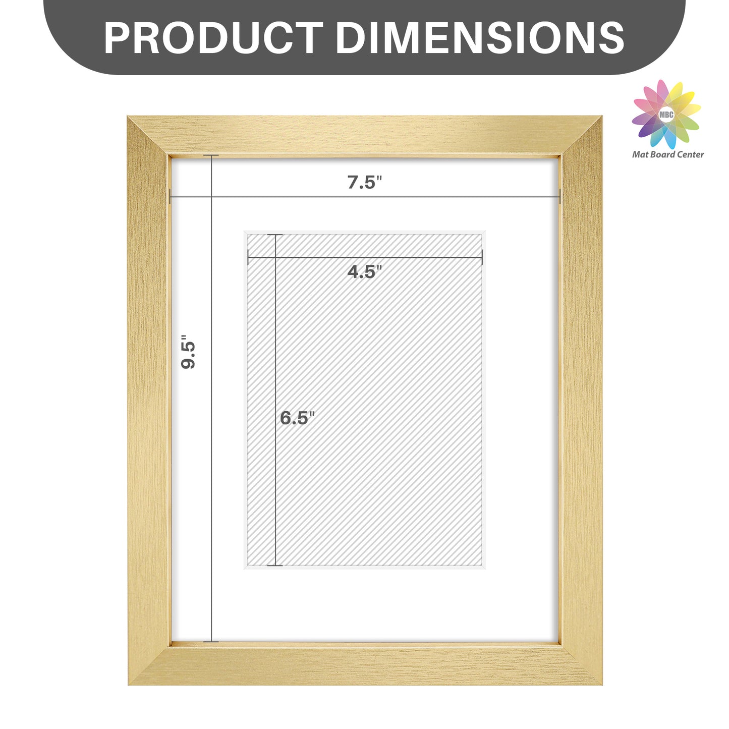 8x10 Picture Frame with White Mat for 5x7 Photo Gold(18 Pcs Per Box)