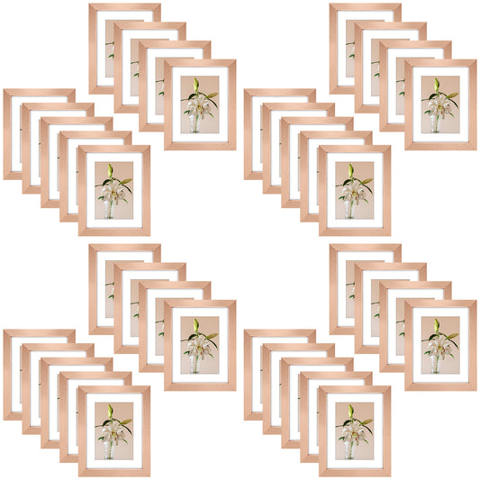 Clearance 6x8 Picture Frames for 4x6 Photo with White Mat and Plexiglass 36 Pack