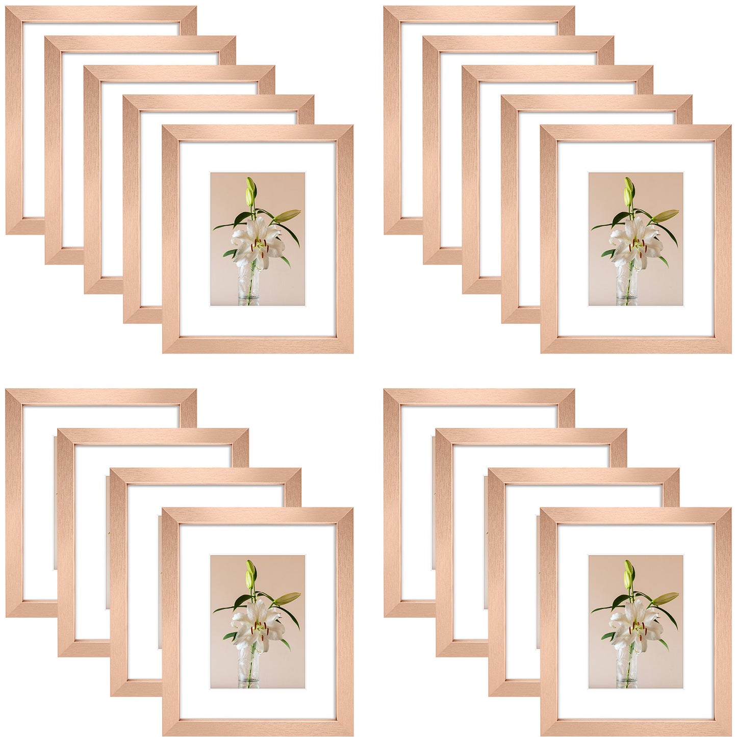 Clearance 8x10 Picture Frames for 5x7 Photo with White Mat and Plexiglass (18 Pcs Per Box)