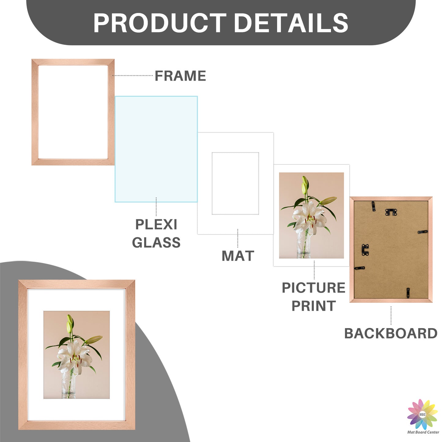 Clearance 9x12 Picture Frames for 6x8 Photo with White Mat (18 Pcs Per Box)
