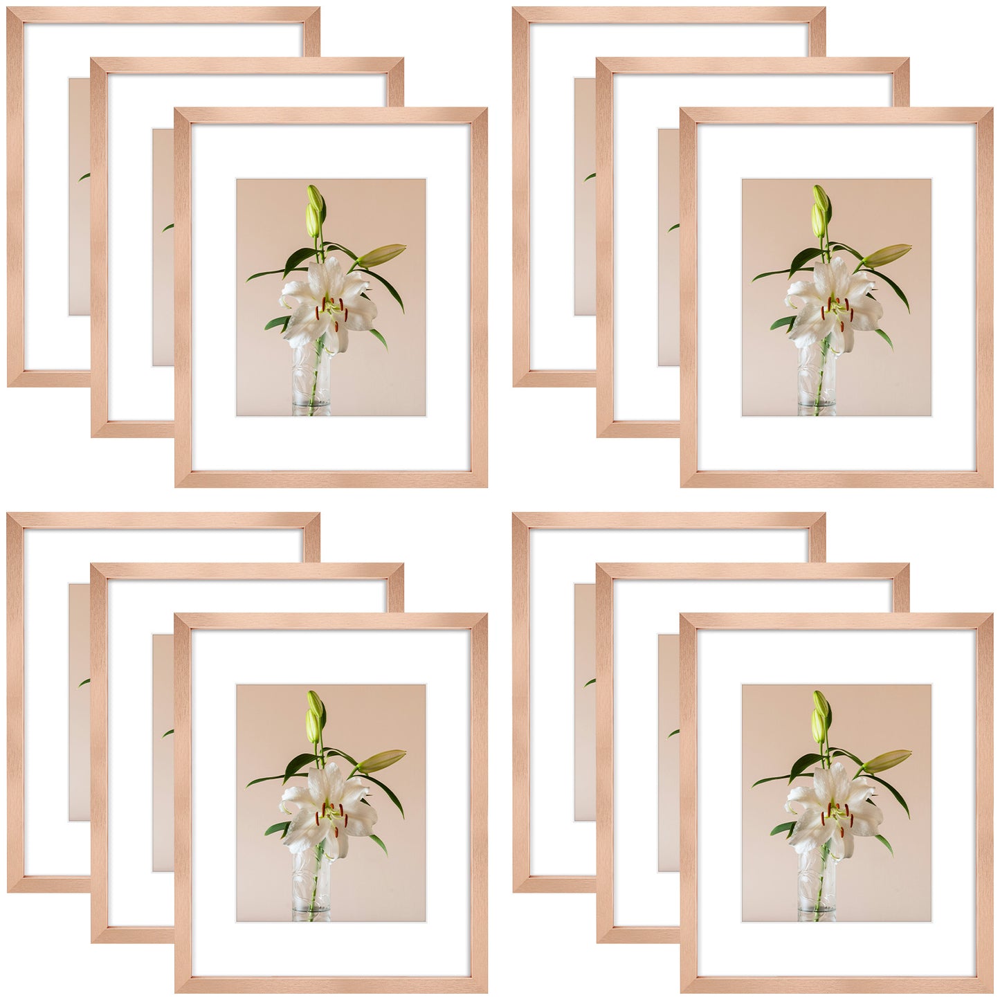 Clearance 16x20 Picture Frames with 11x14 Photo with White Mat and Plexiglass 12 Pack