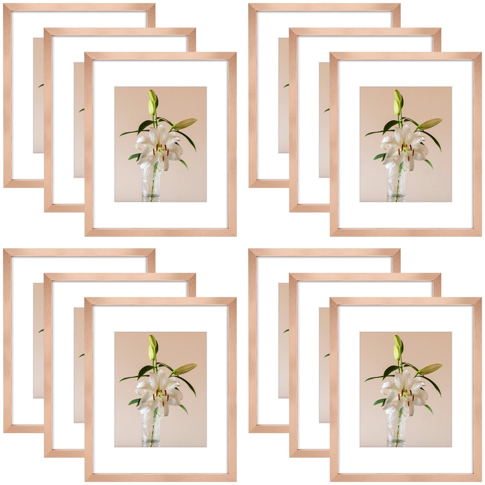 Clearance 16x20 Picture Frames with 11x14 Photo with White Mat and Plexiglass 12 Pack